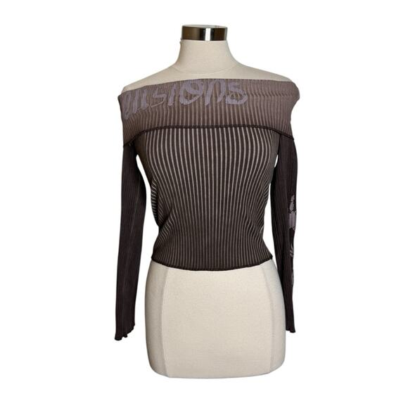 Urban Outfitters Y2K Ribbed Off The Shoulder Top Women’s Size Small - Picture 2 of 10